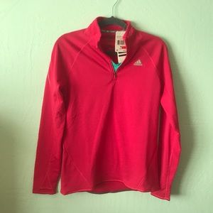 Bright pink adidas quarter zip sweatshirt